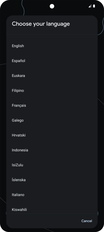 Press the required language.