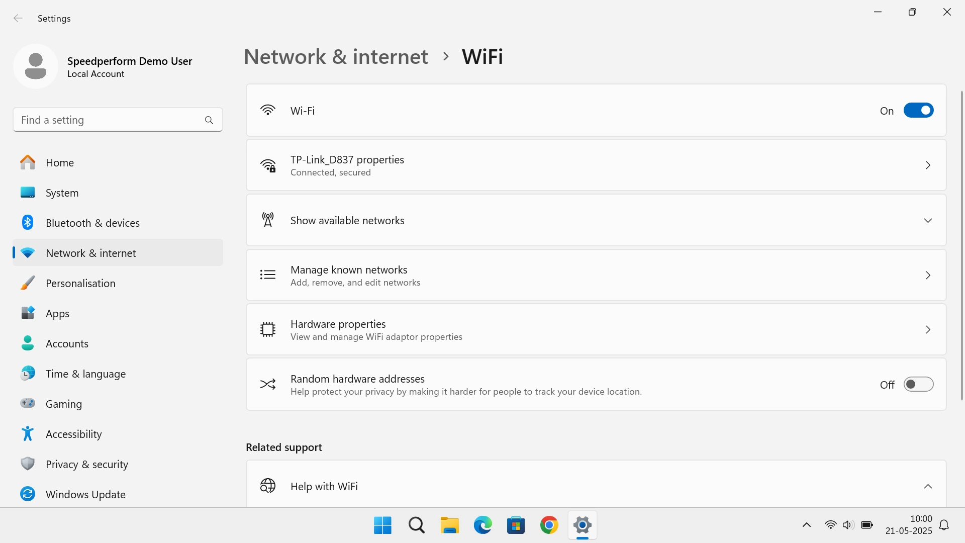 Click Manage known networks.