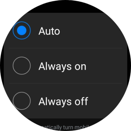 Press the required setting for mobile data usage.