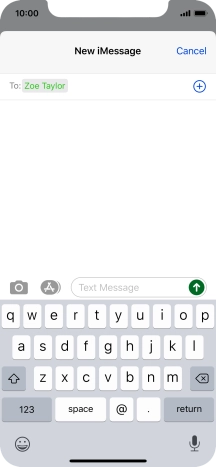 Press the text input field and write the text for your text message.