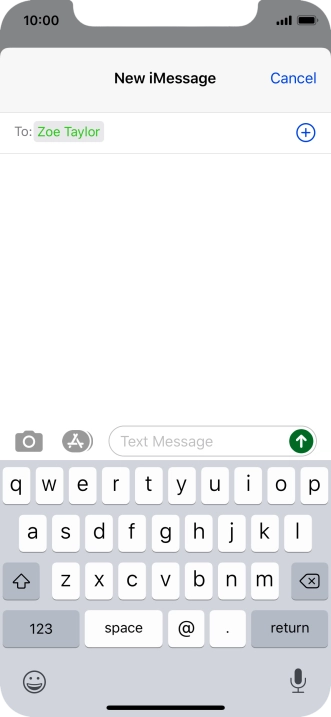 Press the text input field and write the text for your text message.