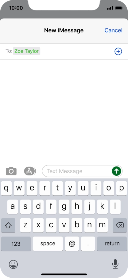 Press the text input field and write the text for your text message.
