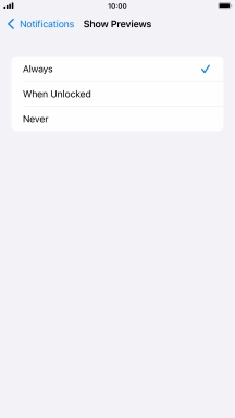 To select notification preview on the lock screen, press Always.