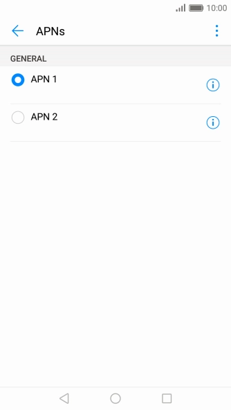 Press the field next to the required data connection to activate it.