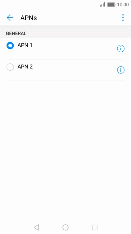 Press the field next to the required data connection to activate it.