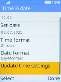 Select Update time settings.