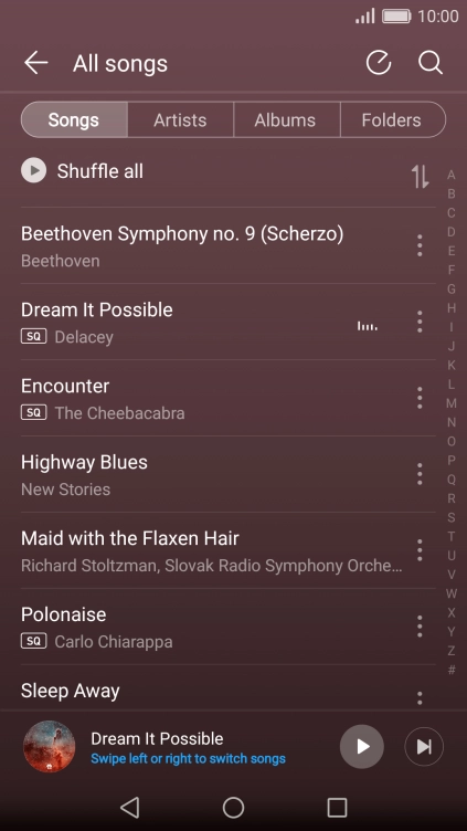 Press the required category.