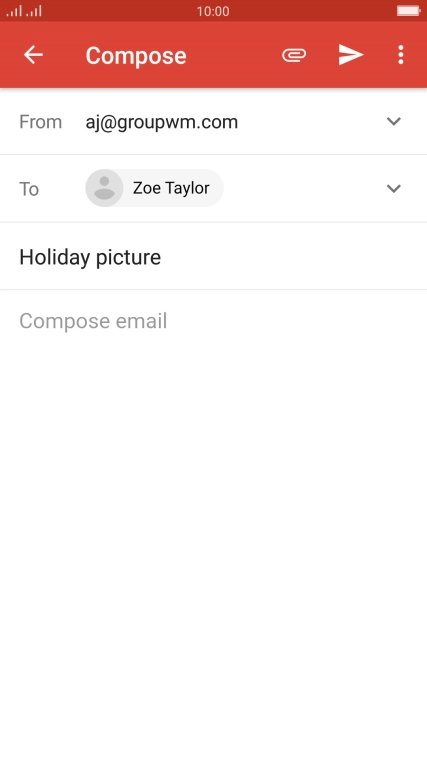 Press the text input field and write the text for your email message.