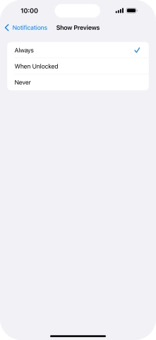 To select notification preview on the lock screen, press Always.