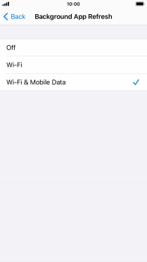 To turn off background refresh of apps, press Off.
