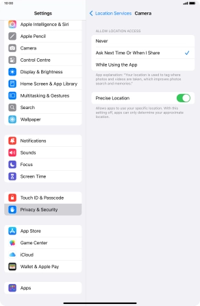 Press the required setting to turn the function on or off. Press the required setting to turn the function on or off.