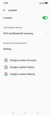 Press Google Location Accuracy. Press Google Location Accuracy.