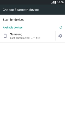 Press the required Bluetooth device and wait while the file is transferred.