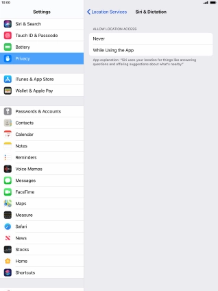 Press the required setting to turn the function on or off. Press the required setting to turn the function on or off.