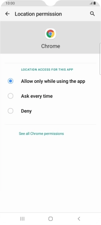 Press the required setting.