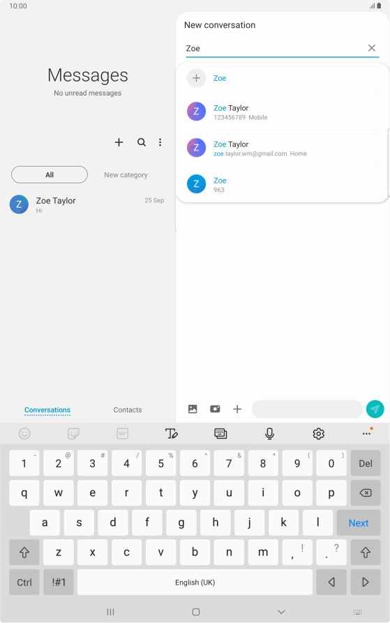 Press the required contact.