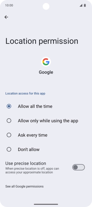 Press the required setting. Press the required setting.