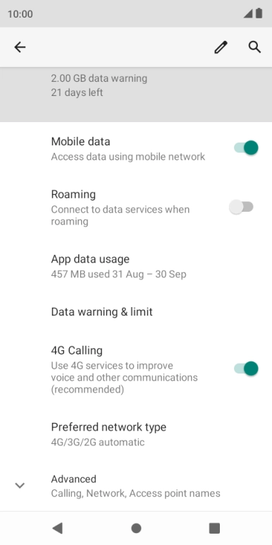 Press Preferred network type.