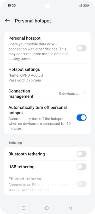 Press Hotspot settings.