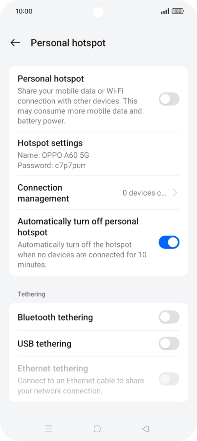 Press Hotspot settings.