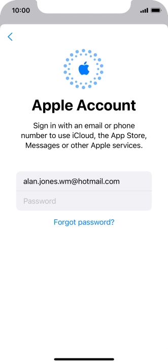 Press Password and key in the password for your Apple ID.