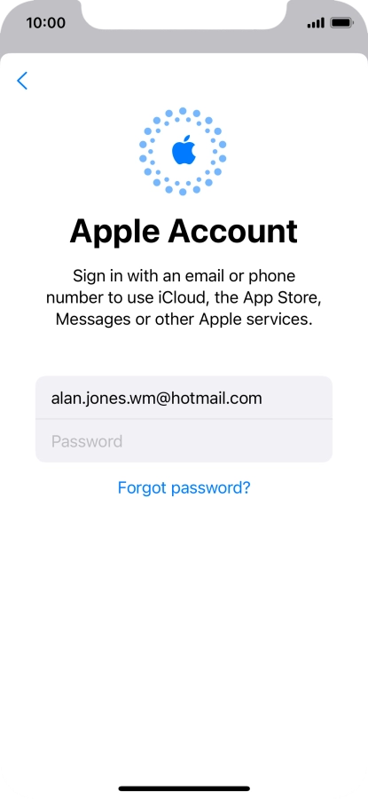 Press Password and key in the password for your Apple ID.