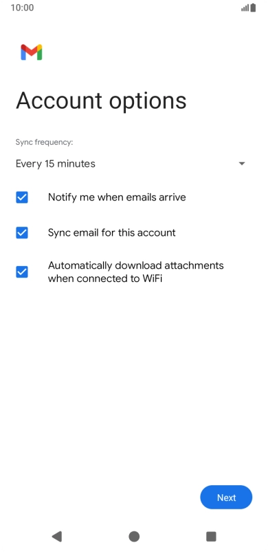 If this screen is displayed, you email account has been recognised and set up automatically. Follow the instructions on the screen to key in more information and finish setting up your email account.