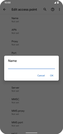 Key in Vodafone Internet and press OK.