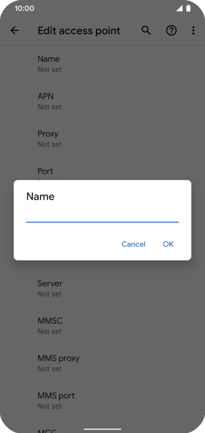 Key in Vodafone Internet and press OK.