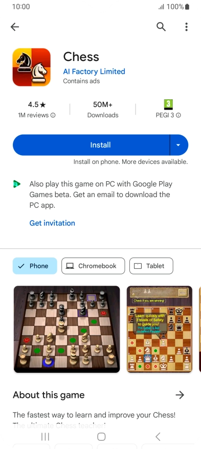 Press Install and follow the instructions on the screen to install the app.