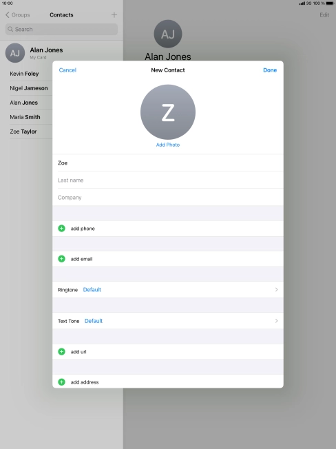 Press Last name and key in the last name.
