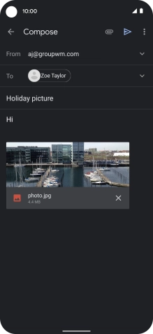 Press the send icon when you've finished your email message.