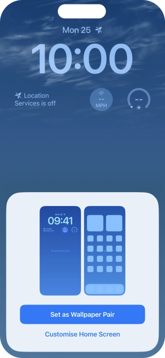 To use the same colour theme on the home screen, press Set as Wallpaper Pair.