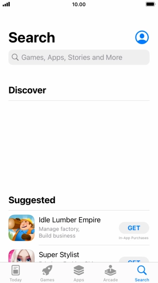 Press the search field and key in the name or subject of the required app.