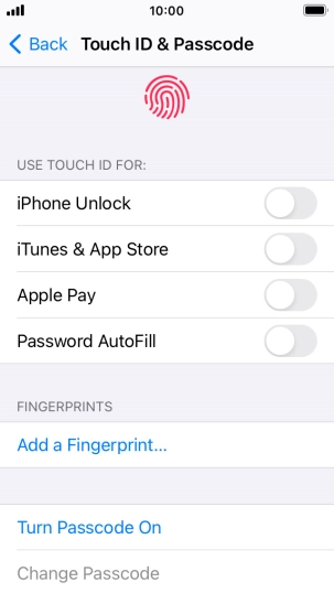 Press Turn Passcode On and key in a phone lock code of your own choice twice.