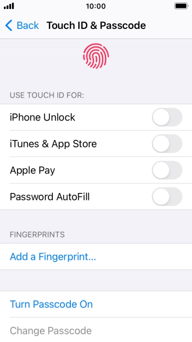 Press Turn Passcode On and key in a phone lock code of your own choice twice.