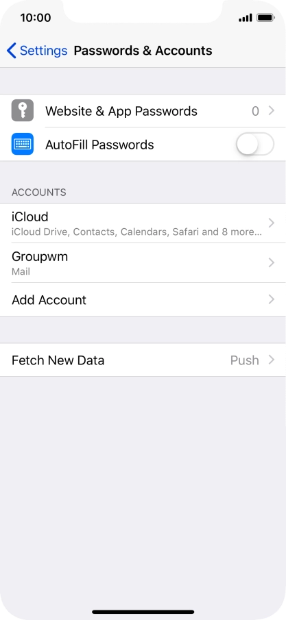 Press the name of the email account you've just set up.