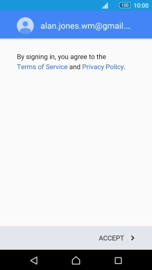 Press ACCEPT and follow the instructions on the screen to select settings for your Google account.