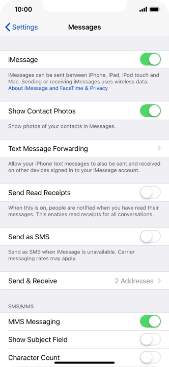 Press the indicator next to 