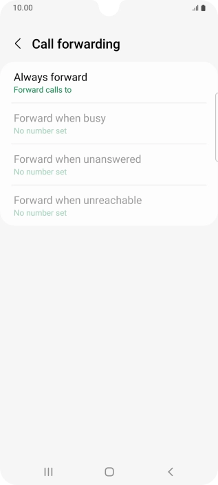 Press the required divert type. Press the required divert type.