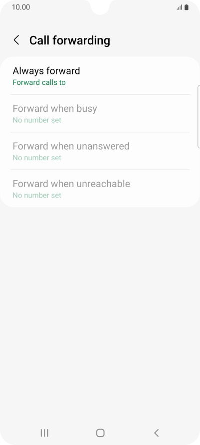 Press the required divert type. Press the required divert type.