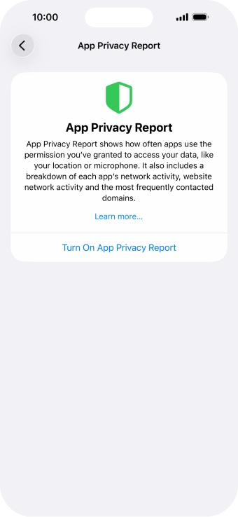 Press Turn On App Privacy Report to turn on the function.