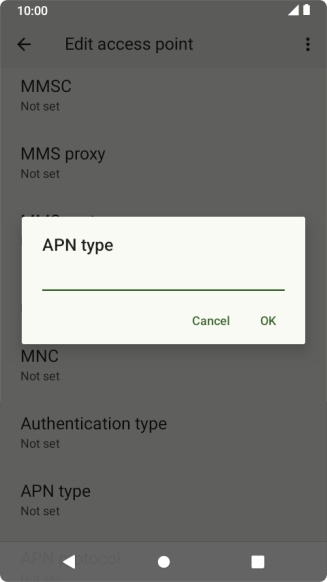 Key in default and press OK.