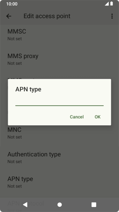 Key in default and press OK.