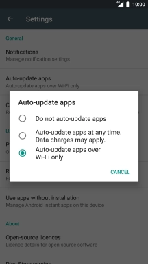 To turn off automatic update of apps, press Do not auto-update apps.