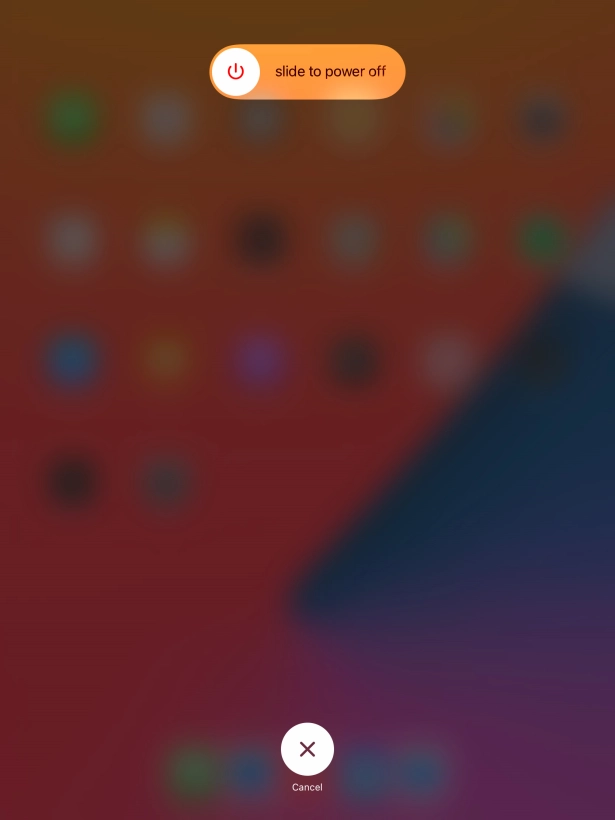 Press and drag the power off icon right.