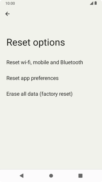 Press Erase all data (factory reset).