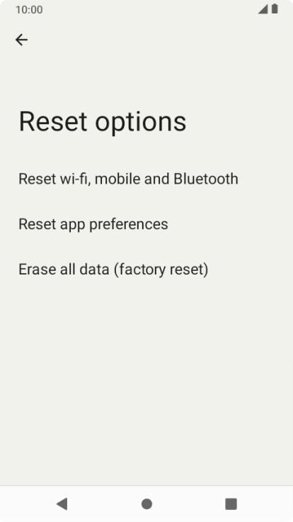 Press Erase all data (factory reset).