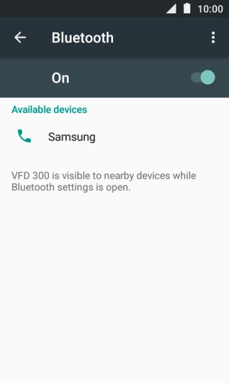 Press the required Bluetooth device and follow the instructions on the screen to pair the device with your phone.