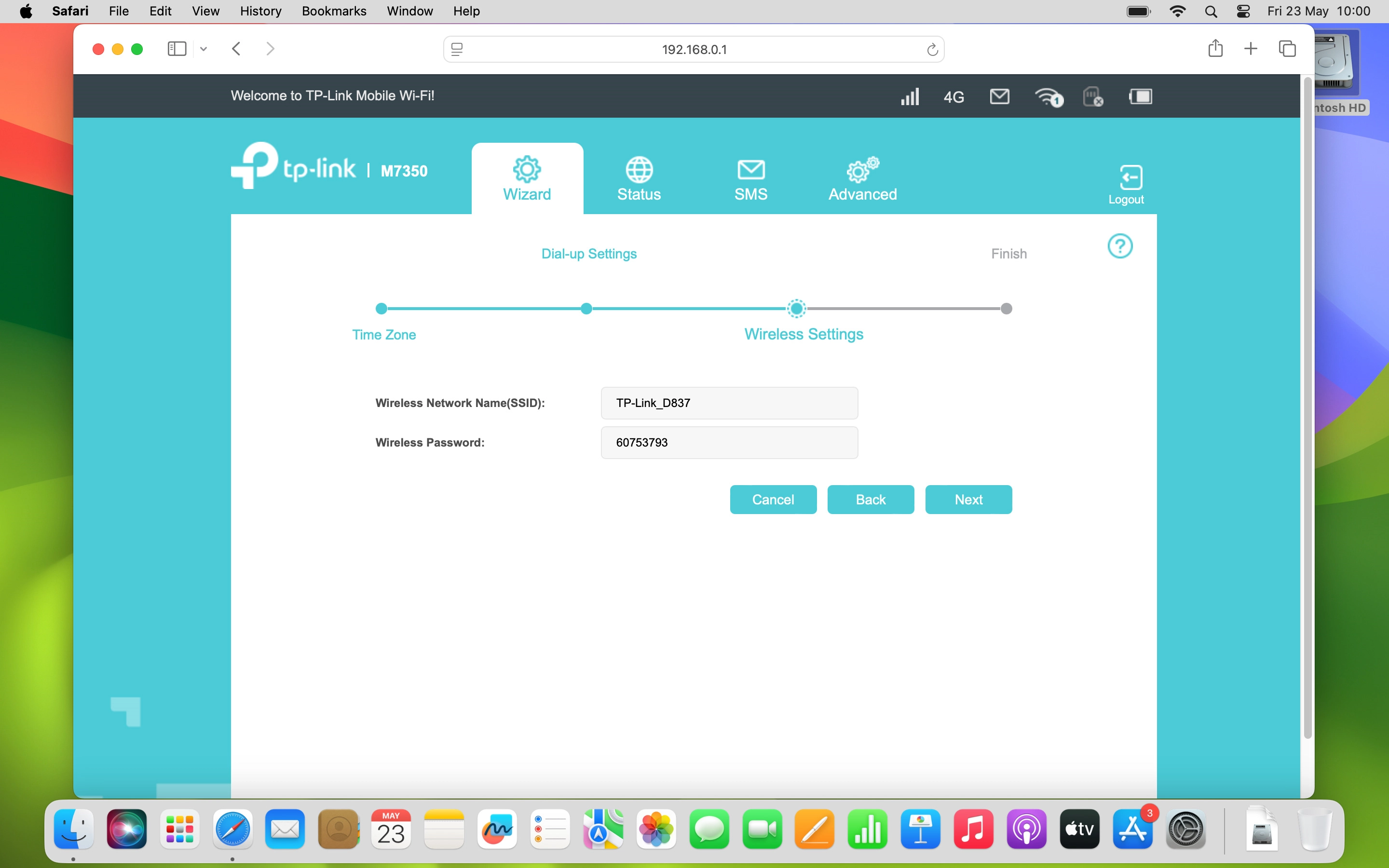 Follow the instructions on the screen to change name and password for your router's Wi-Fi hotspot.